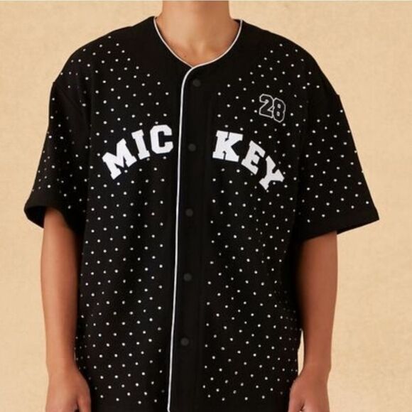 NWT FOREVER 21 Disney Mickey Mouse Jersey Blinged Out Unisex - Size XXL - Picture 3 of 10